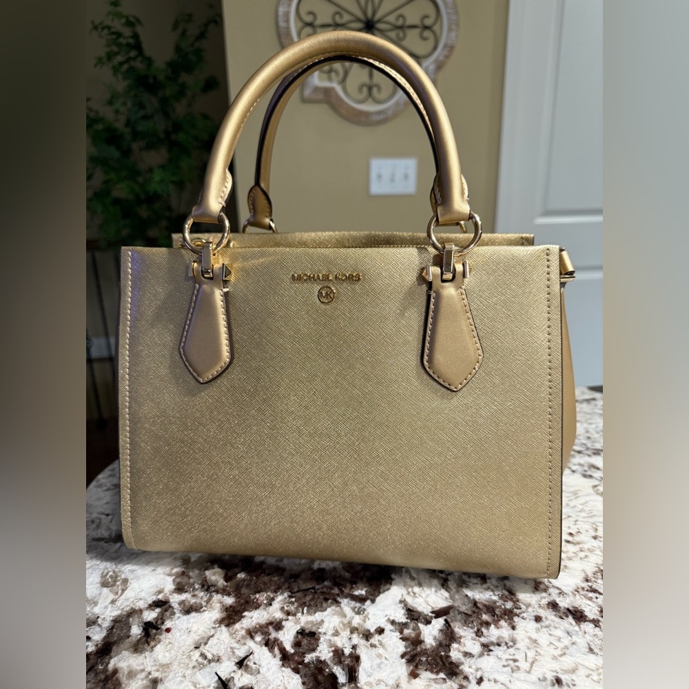 Michael Kors Marilyn Metallic Gold Satchel Like New!!